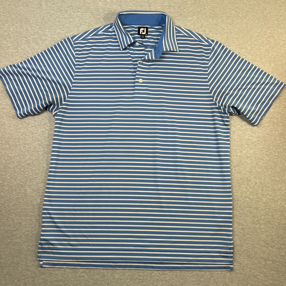 FootJoy Shirt Mens Large L Blue White Feed Stripe ProDry Golf Polo Tech Stretch
